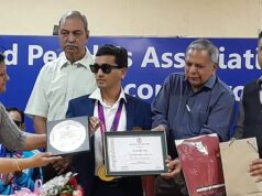 એશિયન પેરાગેમ્સમાં મેડલ જીતનારા અંધ અને દિવ્યાંગ ભારતીય ખેલાડીઓનું સન્માન કરાયુ